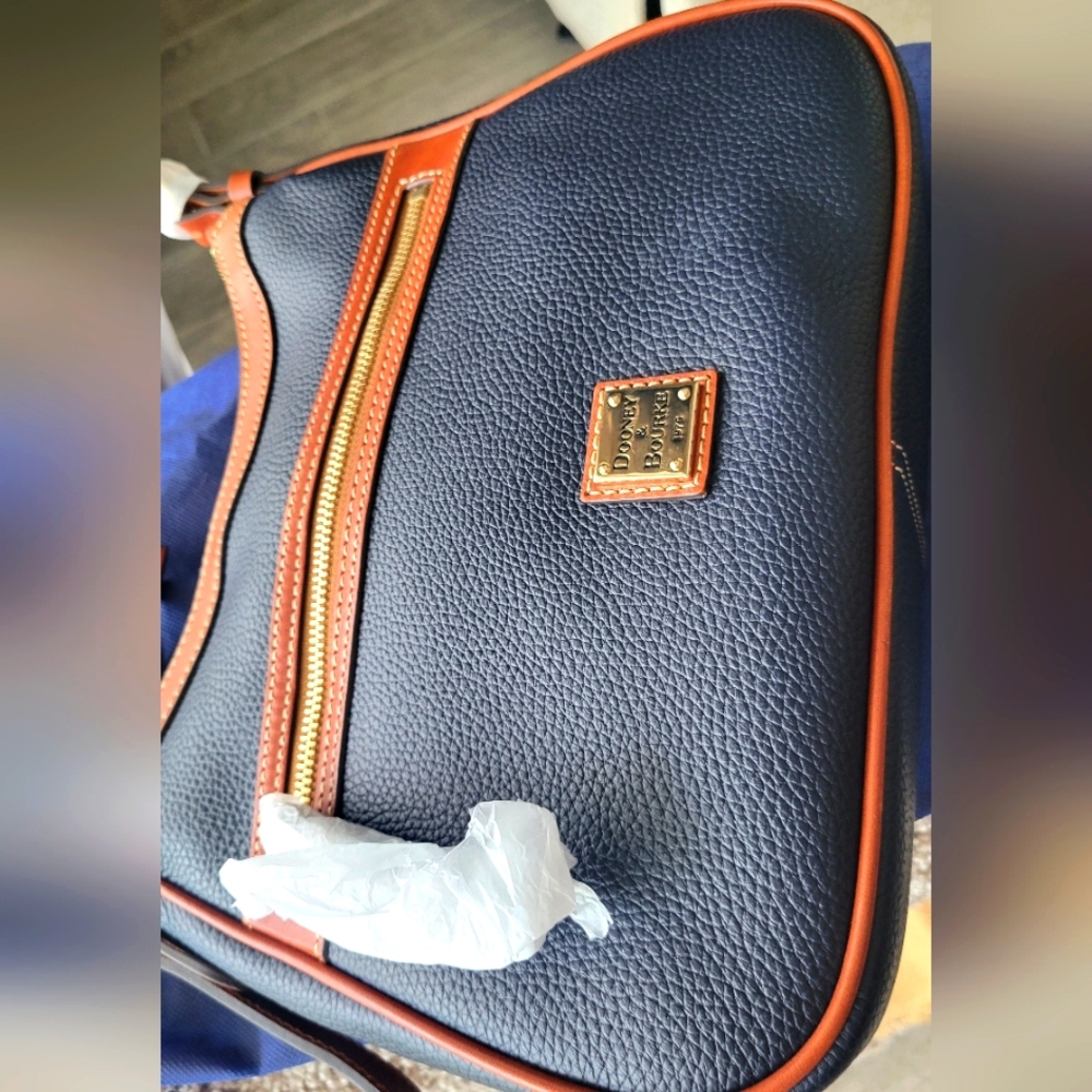 Dooney & Bourke Navy and Tan Crossbody Bag - Picture 4 of 13